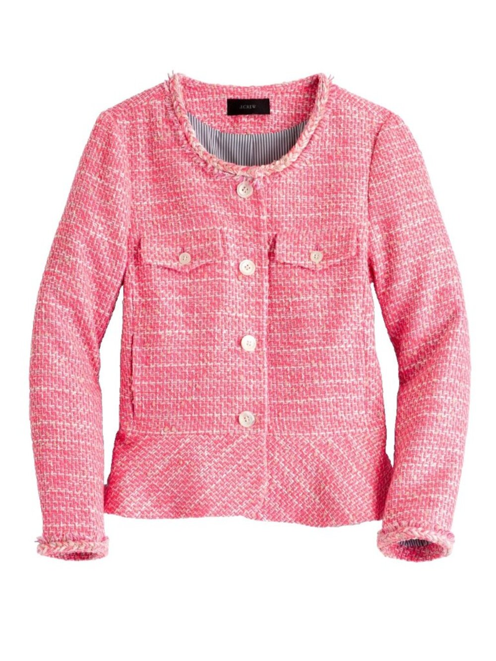 NWT J.Crew Peplum Lady Jacket in Neon Fuchsia Pink Tweed Blazer 2 - Picture 3 of 11